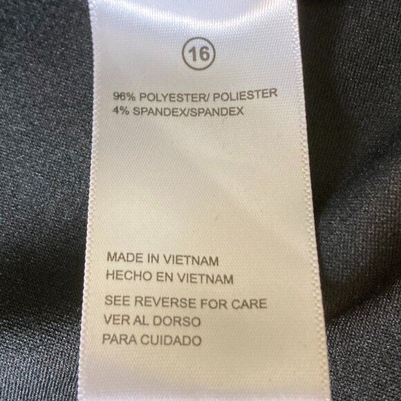 Shelby & Palmer Sheath Dress Women Size 16 Black Stretch Knit Ruched Cap Sleeve - Picture 8 of 12